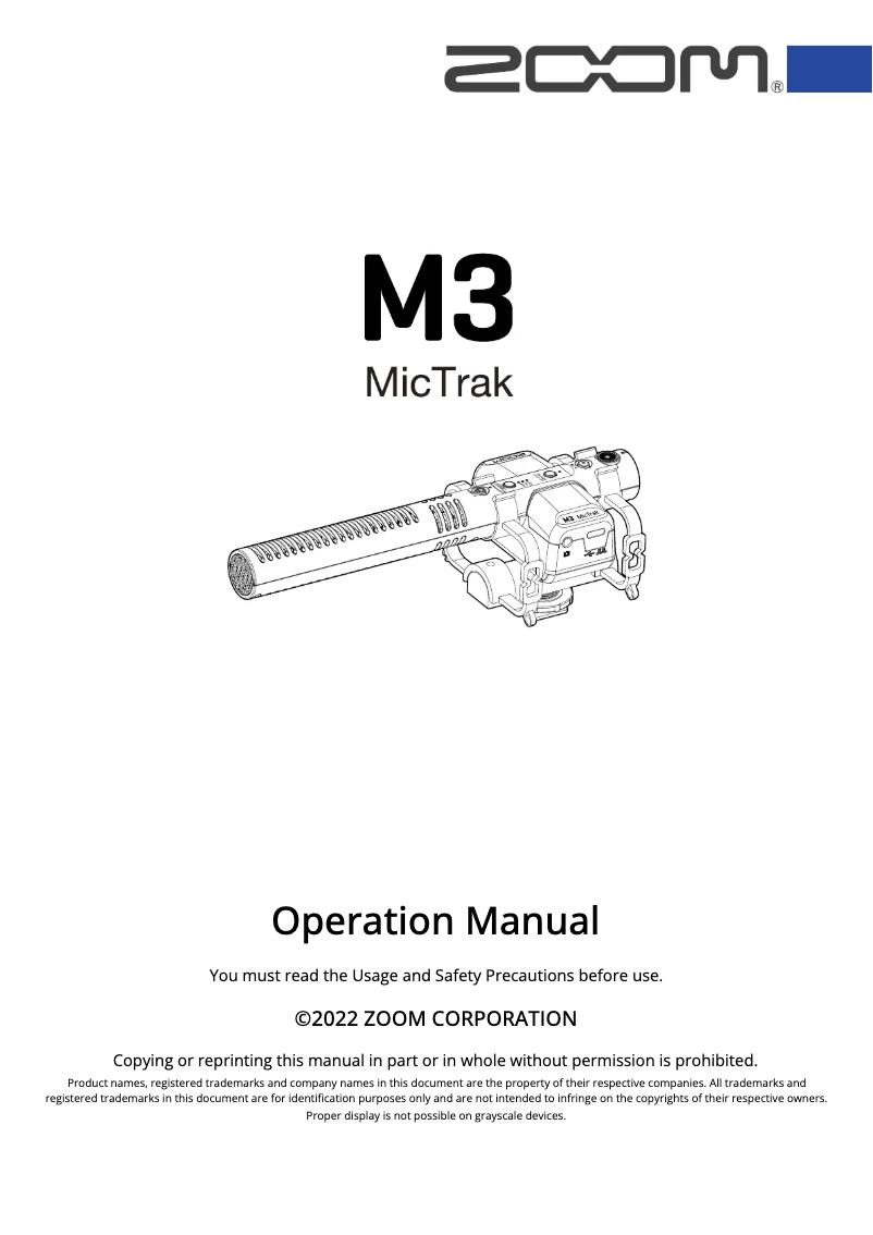 Page n°1 - Manuel utilisateur Zoom M3 MicTrak