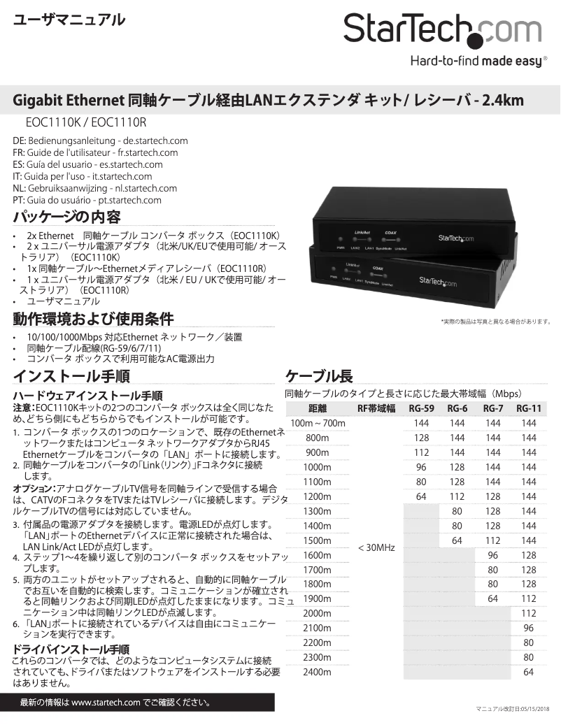 Image de la première page du manuel de l'appareil EOC1110R