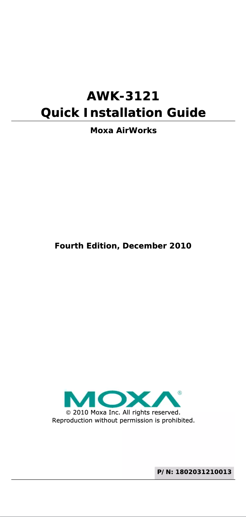 Page 1 de la notice Manuel utilisateur Moxa AWK-3121
