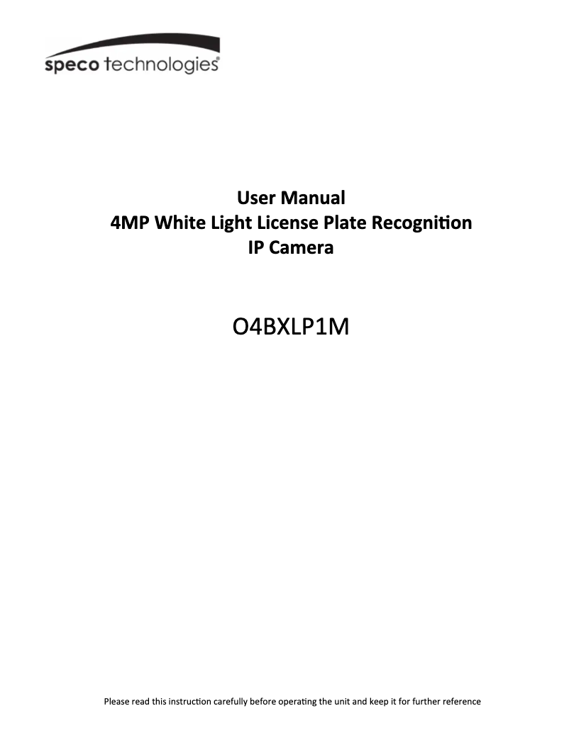 Page 1 de la notice Manuel utilisateur Speco Technologies O4BXLP1M