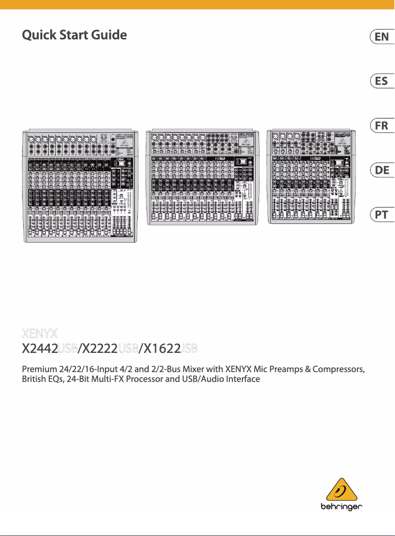 Page n°1 - Manuel utilisateur Behringer Xenyx X1622USB
