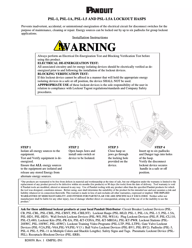 Página 1 del manual Manual de usuario Panduit PSL-1.5