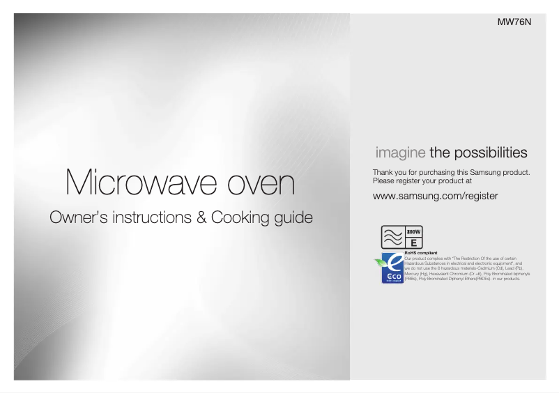 Page 1 de la notice Manuel utilisateur Samsung MW76N-B