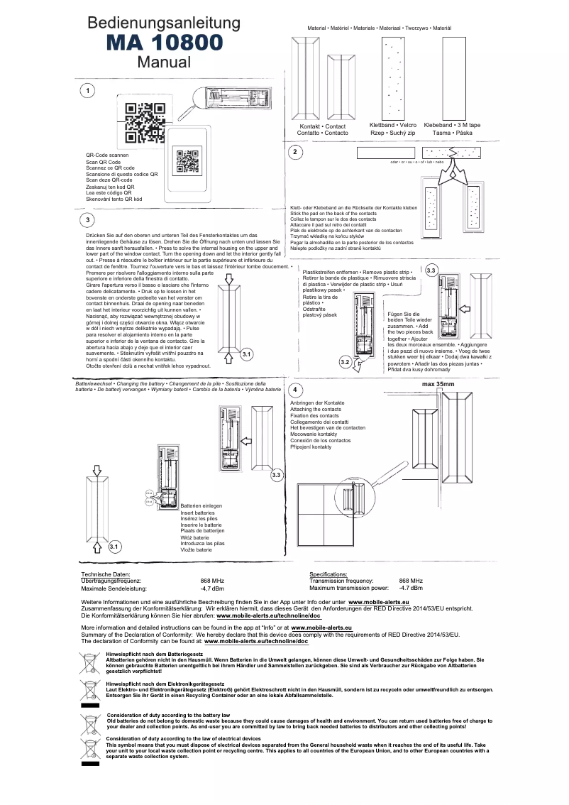 Página 1 del manual Manual de usuario Mobile Alerts MA10800