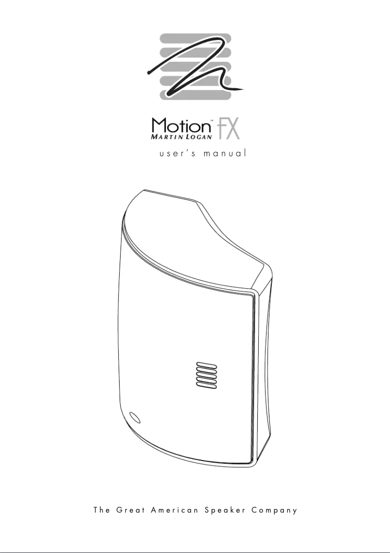 Page n°1 - Manuel utilisateur Martin Logan Motion FX