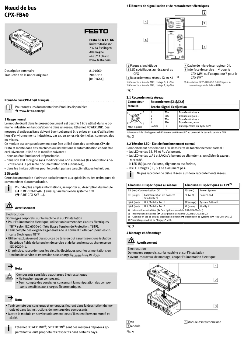 Page 1 de la notice Manuel utilisateur Festo CPX-FB40