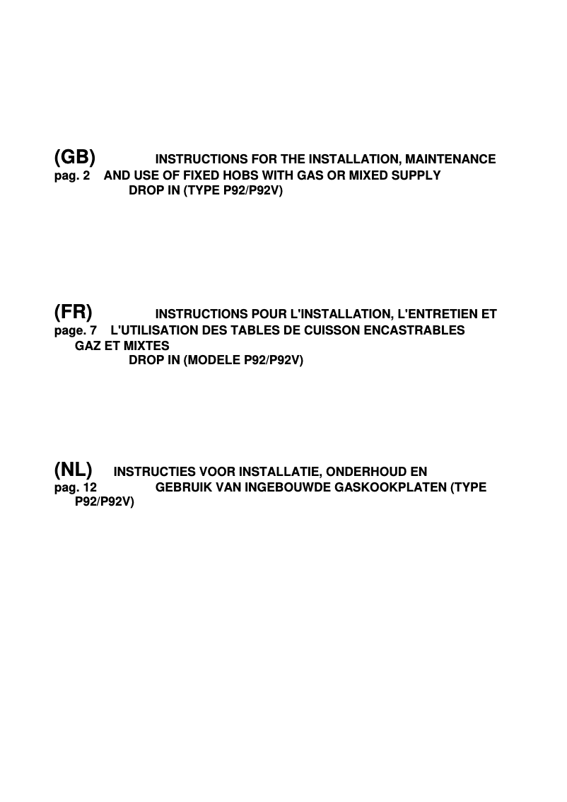 Page 1 de la notice Manuel utilisateur Bertazzoni DB36600X-P92V