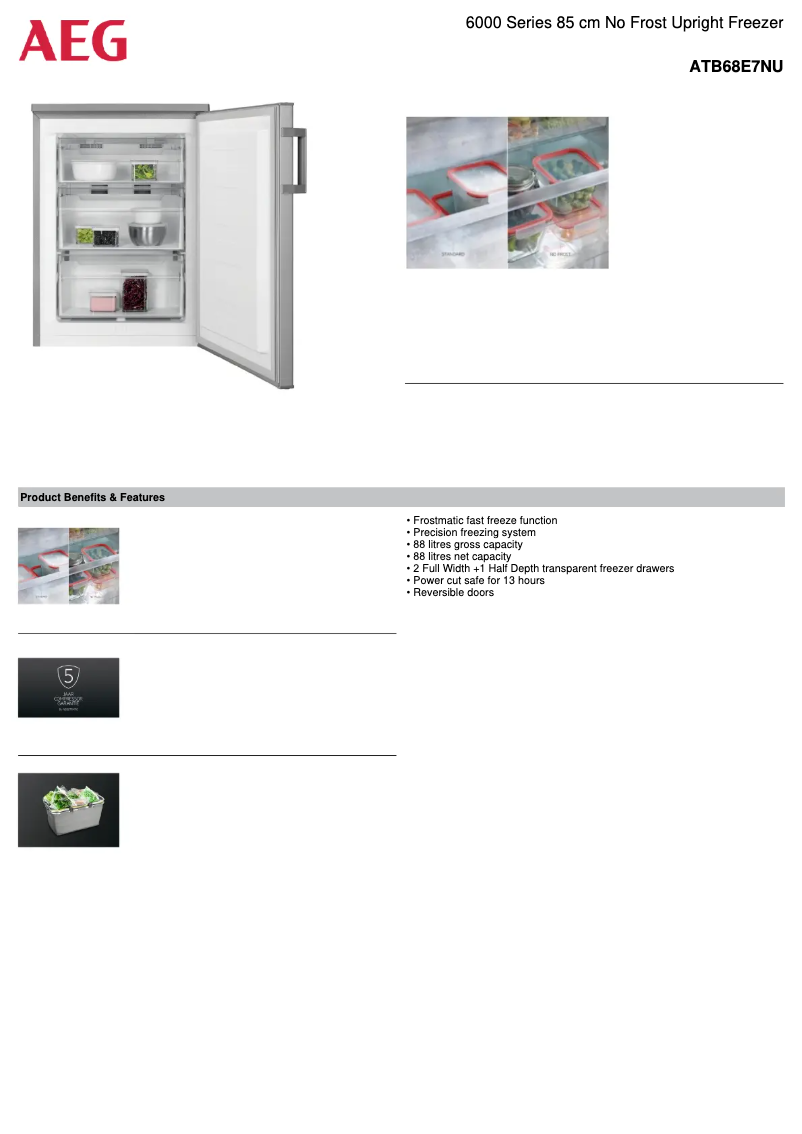 Página 1 del manual Ficha técnica AEG ATB68E7NU