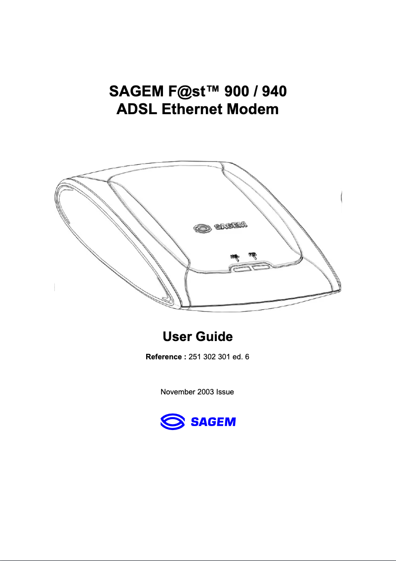 Page n°1 - Manuel utilisateur Sagem FAST 900