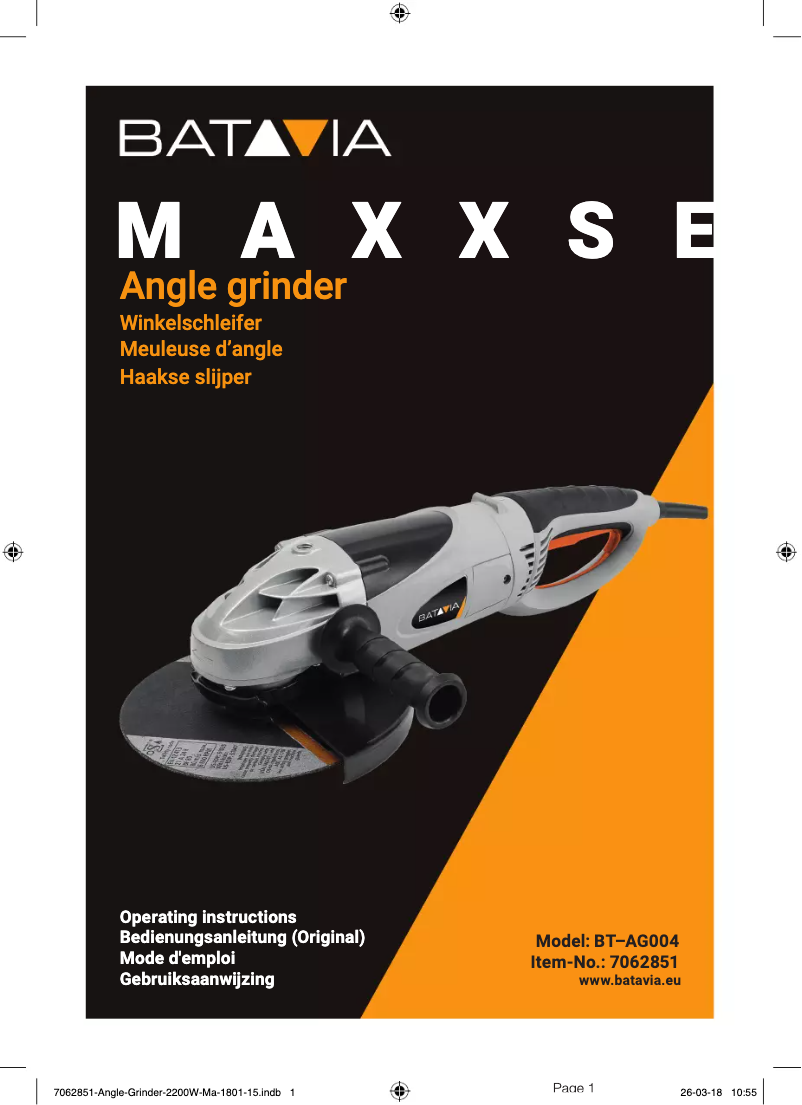 Page 1 de la notice Manuel utilisateur Batavia BT–AG004