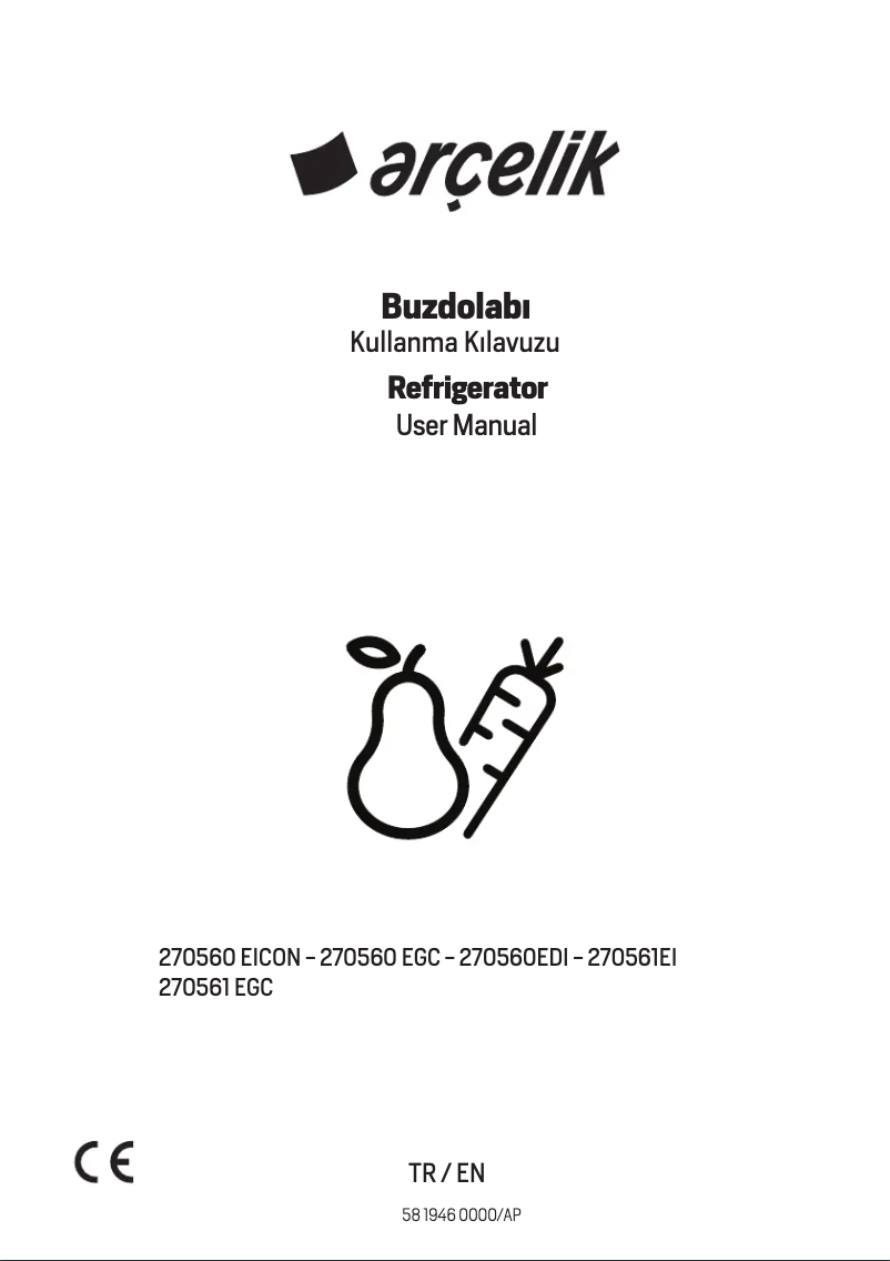 Page 1 de la notice Manuel utilisateur Arçelik 270561 EGC