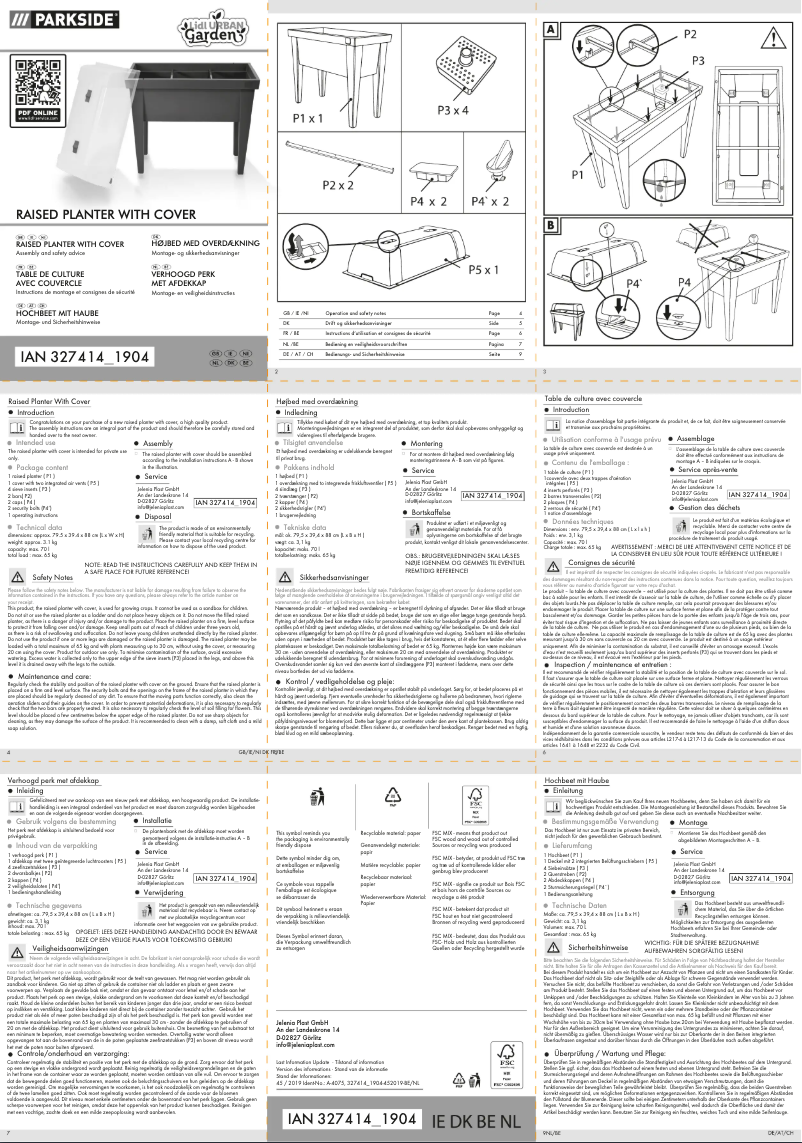 Page n°1 - Manuel utilisateur Parkside IAN 327414