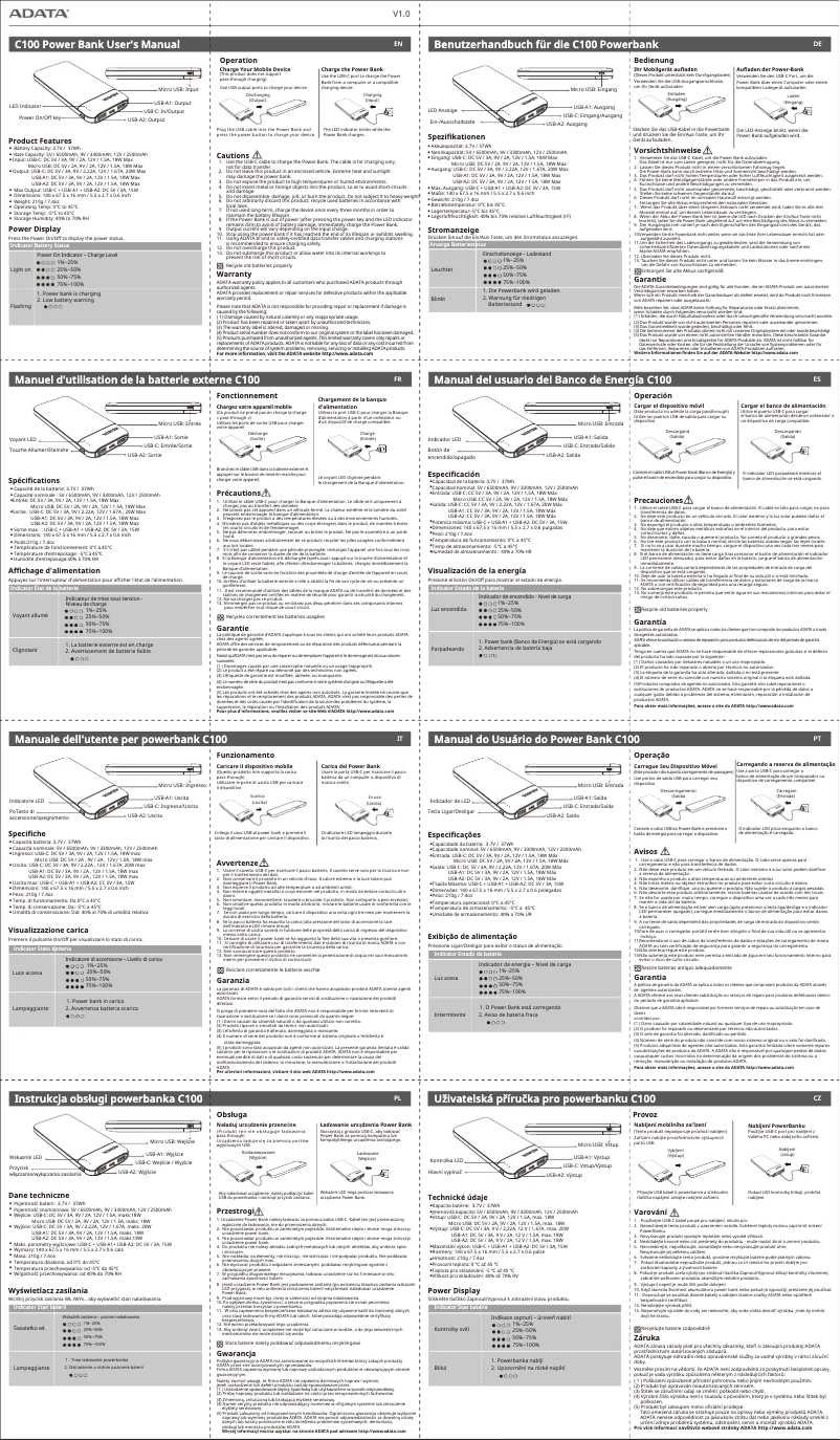Page n°1 - Manuel utilisateur ADATA C100