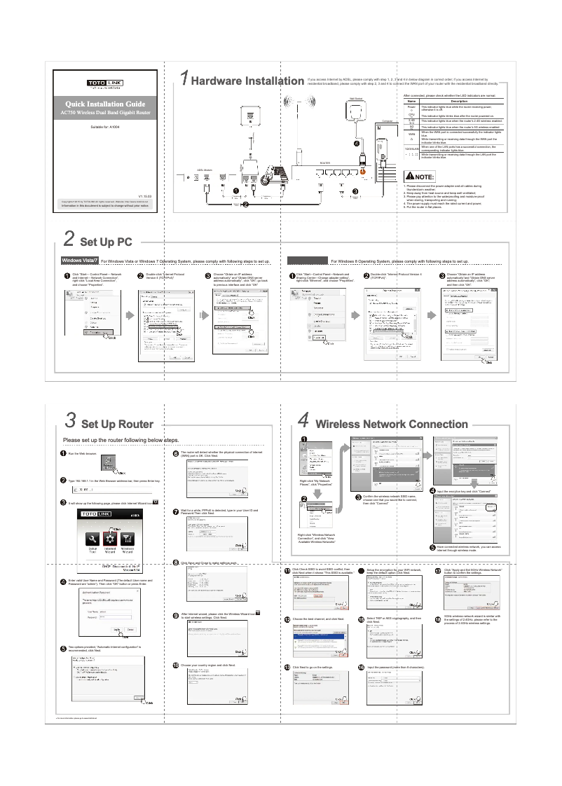 Page n°1 - Manuel utilisateur Totolink A1004