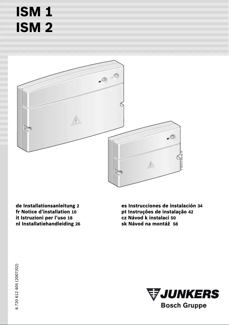 Page 1 de la notice Manuel utilisateur Junkers ISM 1