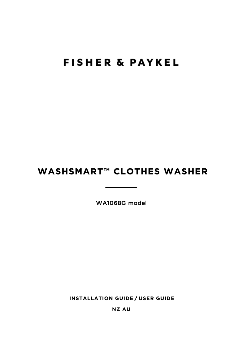 Page 1 de la notice Manuel utilisateur Fisher & Paykel WashSmart WA1068G2