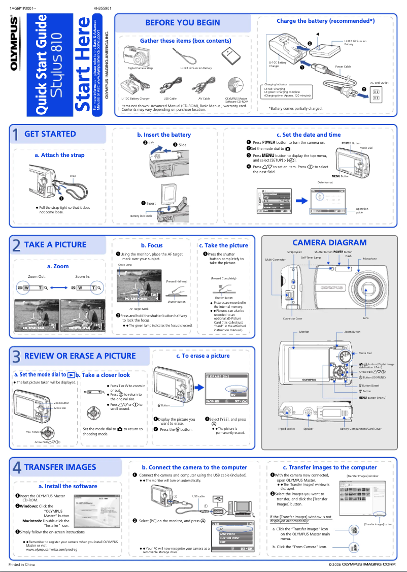 Page 1 de la notice Guide de démarrage rapide Olympus Stylus 810