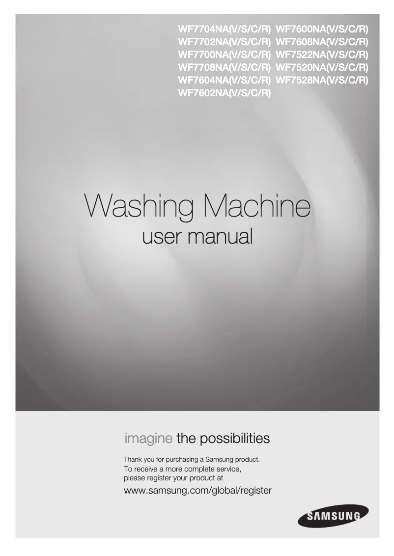 Page 1 de la notice Manuel utilisateur Samsung WF7604NAW