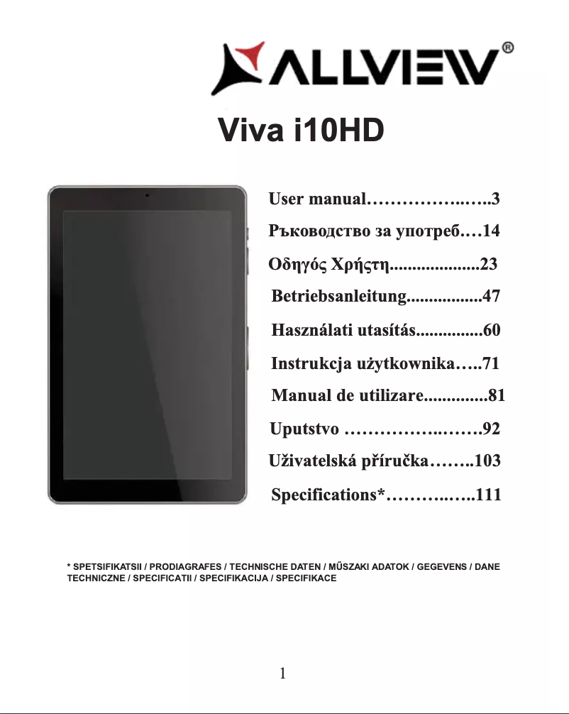 Image de la première page du manuel de l'appareil Viva i10HD