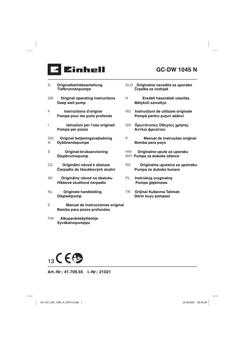 Page n°1 - Manuel utilisateur Einhell GC-DW 1045 N