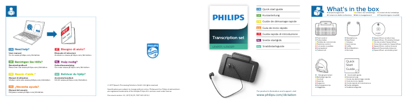 Page n°1 - Manuel utilisateur Philips SpeechExec Basic Transcribe LFH4622