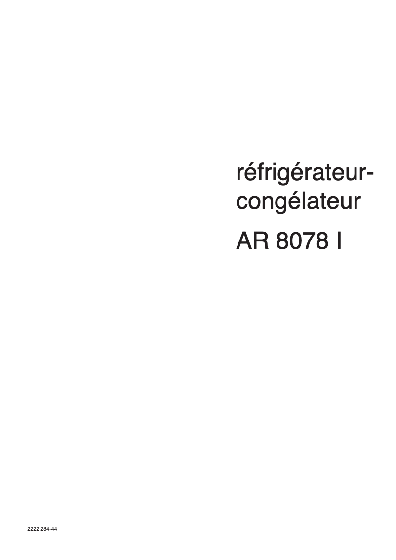 Page 1 de la notice Manuel utilisateur Arthur Martin-Electrolux AR8076I