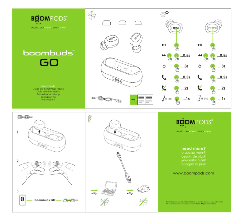 Page n°1 - Manuel utilisateur Boompods Boombuds GO