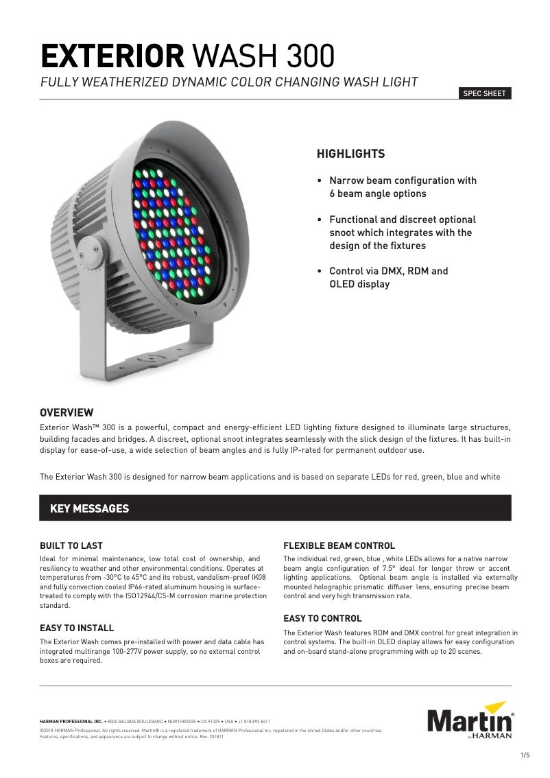 Page 1 de la notice Fiche technique Martin Exterior Wash 300
