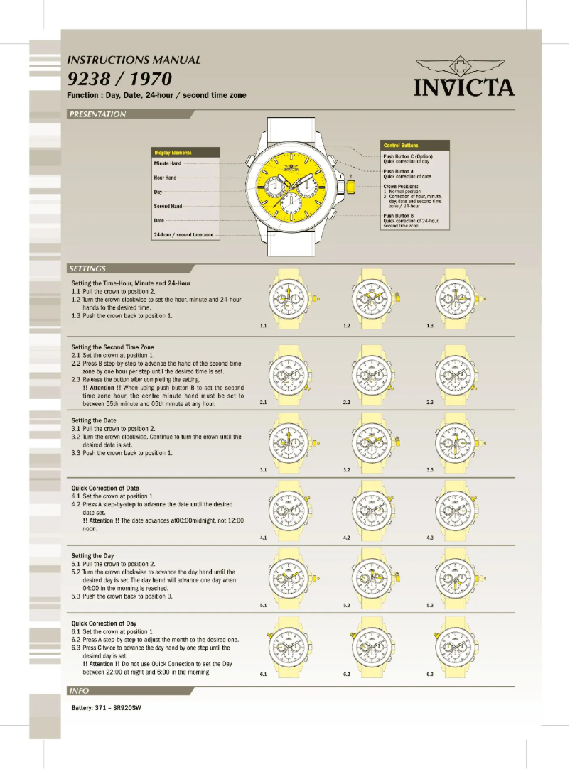 Page n°1 - Manuel utilisateur Invicta Wildflower 14873