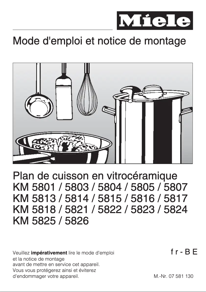 Page 1 de la notice Manuel utilisateur Miele KM 5826