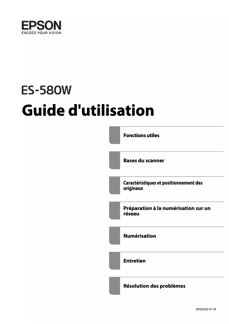 Imagen de la primera página del manual del dispositivo WorkForce ES-580W