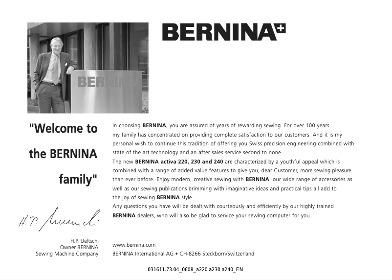 Page n°1 - Manuel utilisateur Bernina Activa 220