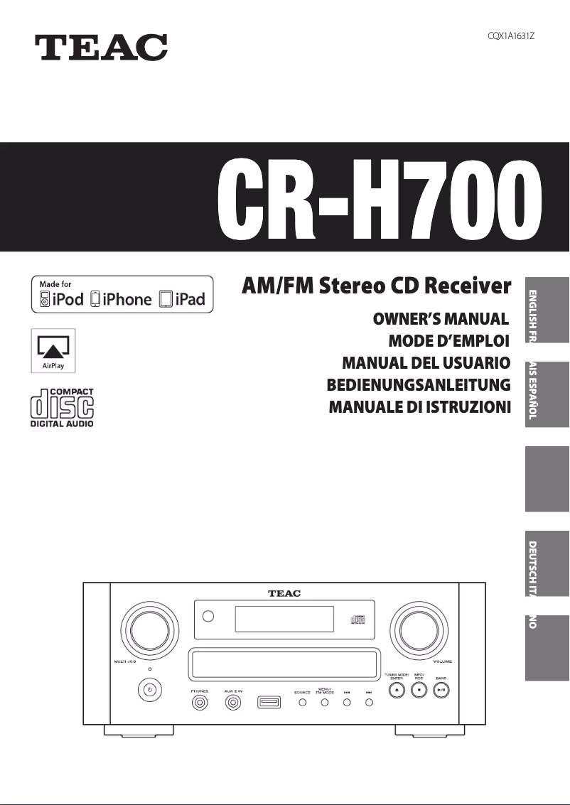 Image de la première page du manuel de l'appareil CR-H700B