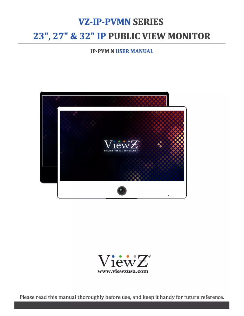Page n°1 - Manuel utilisateur ViewZ VZ-PVM-I2W3N