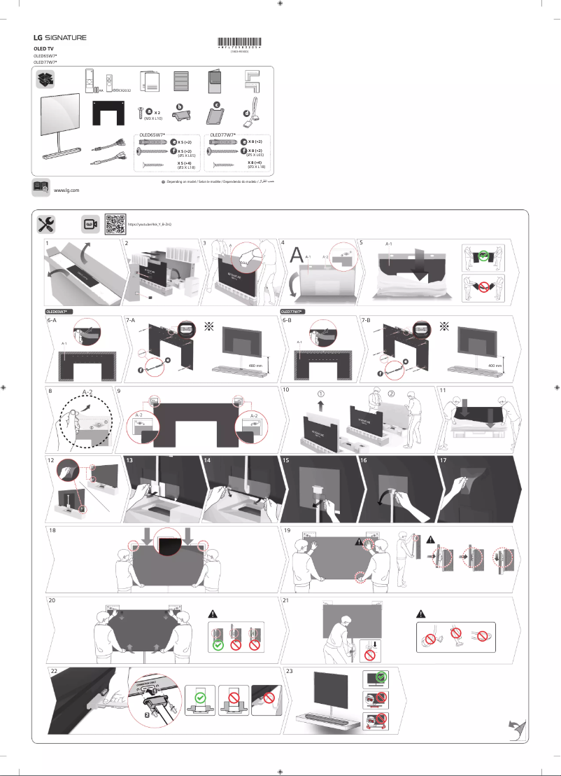 Page 1 de la notice Manuel utilisateur LG OLED77W7V