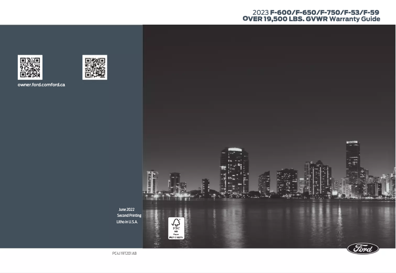 Page n°1 - Informations de garantie Ford F-59 Commercial Stripped Chassis (2023)