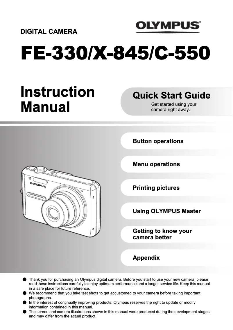 Page n°1 - Manuel utilisateur Olympus FE-330