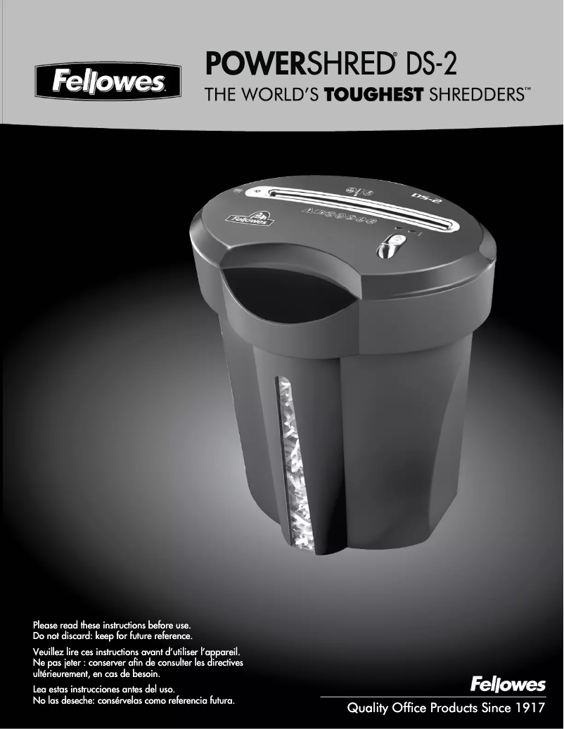 Image de la première page du manuel de l'appareil Powershred DS-2