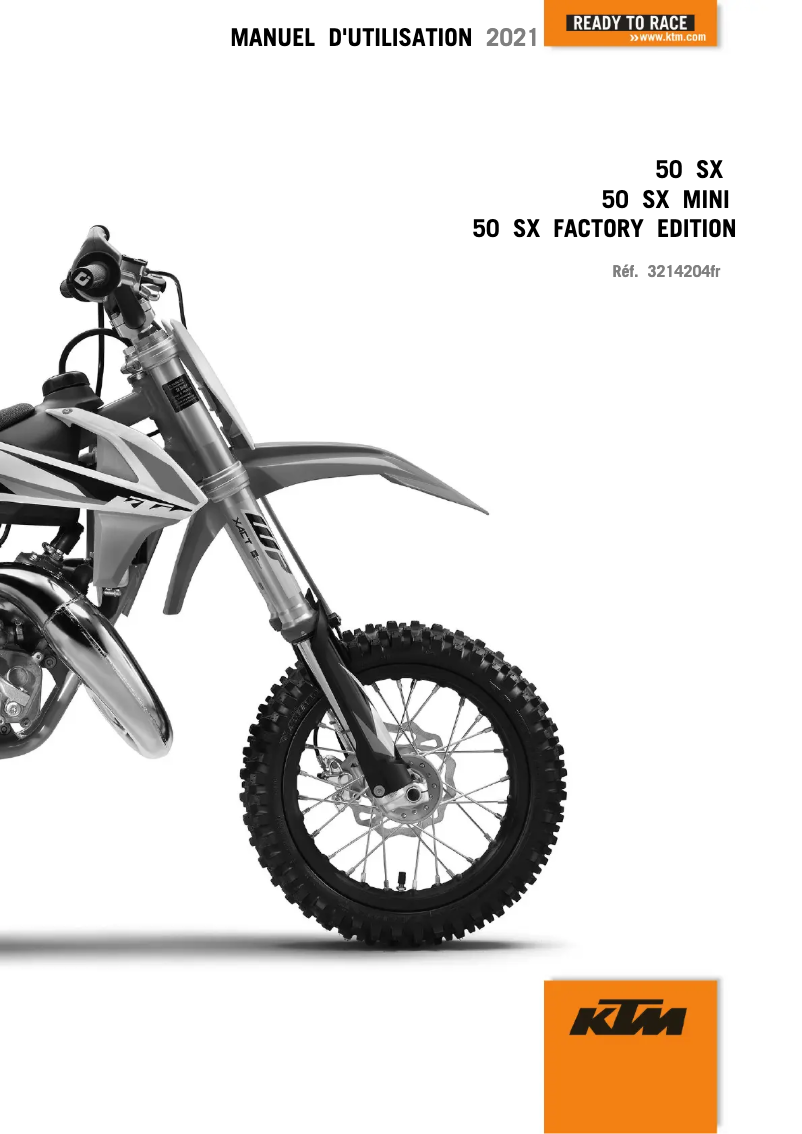 Page 1 de la notice Manuel utilisateur KTM 50 SX (2021)