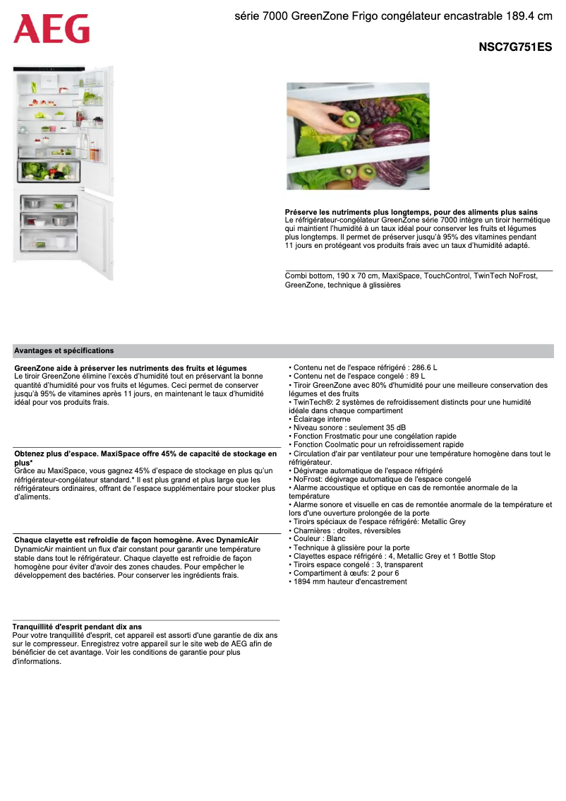 Image de la première page du manuel de l'appareil NSC7G751ES