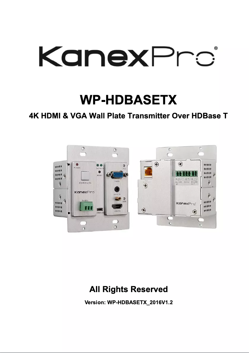 Page n°1 - Manuel utilisateur KanexPro WP-HDBASETX