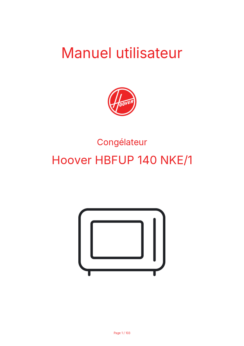 Page n°1 - Manuel utilisateur Hoover HBFUP 140 NKE/1