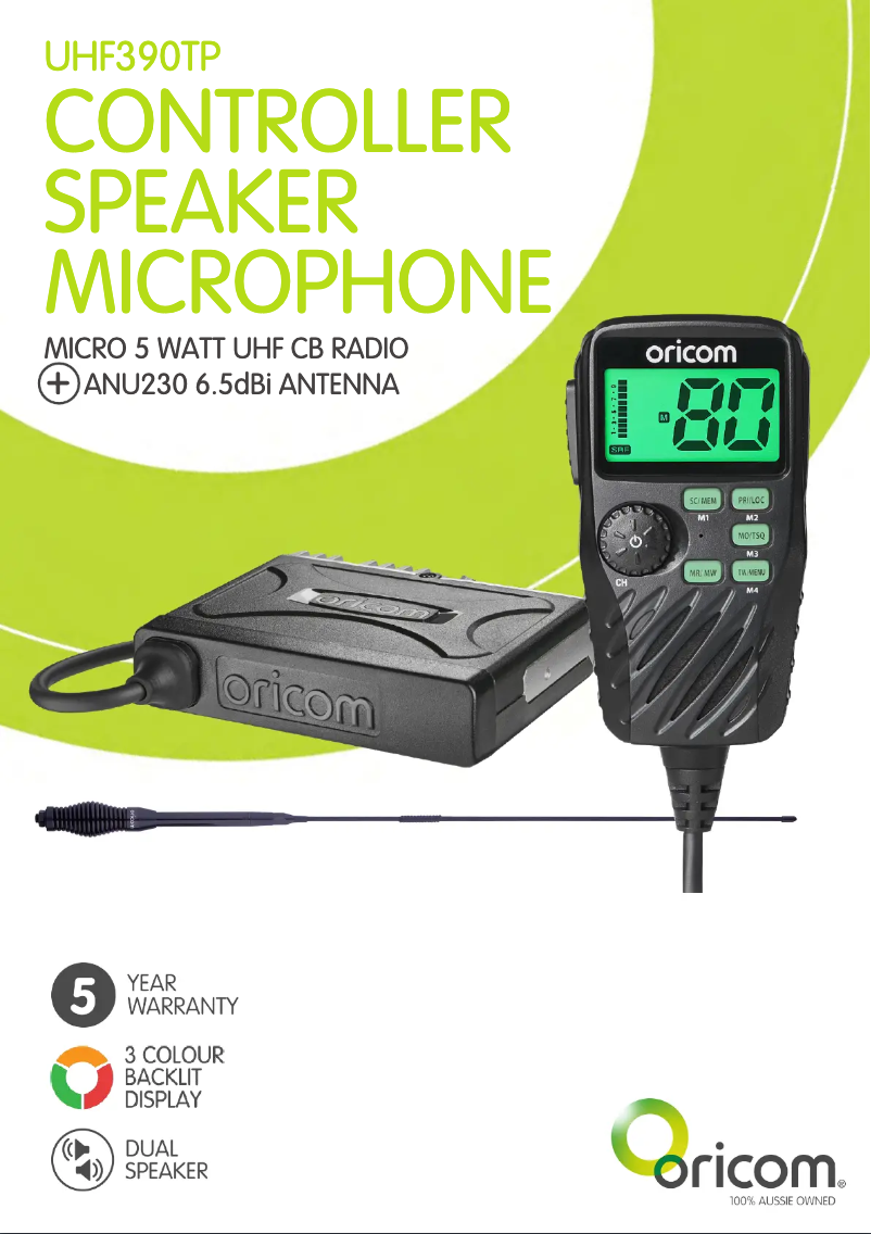 Page n°1 - Fiche technique Oricom UHF390TP
