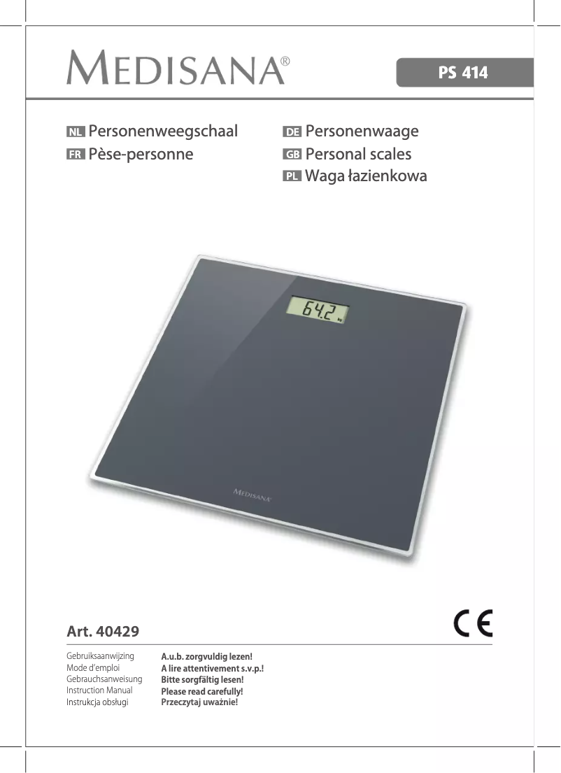 Page 1 de la notice Manuel utilisateur Medisana PS 414