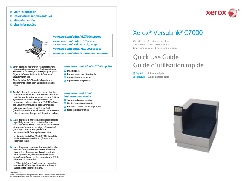 Page 1 de la notice Manuel utilisateur Xerox VersaLink C7000