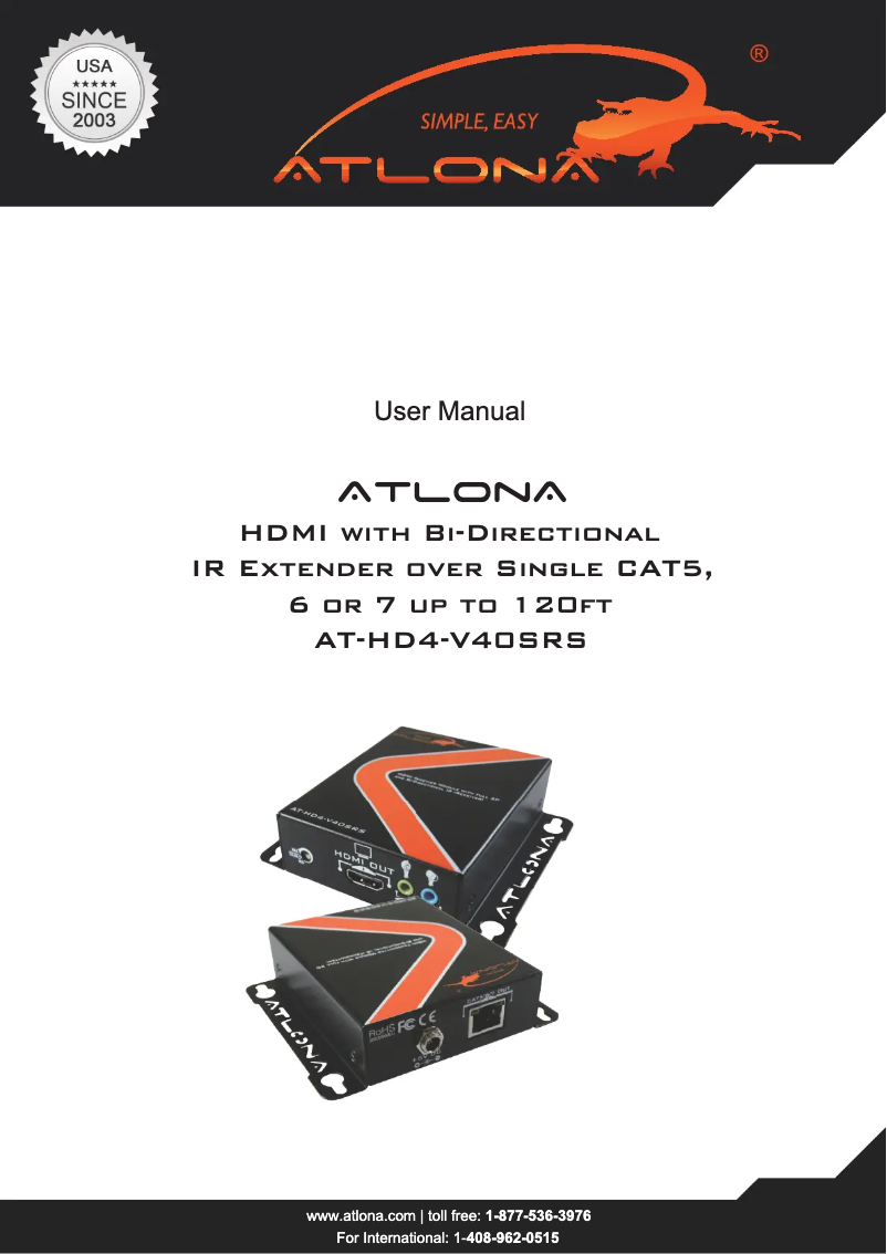 Page n°1 - Manuel utilisateur Atlona AT-HD4-V40SRS