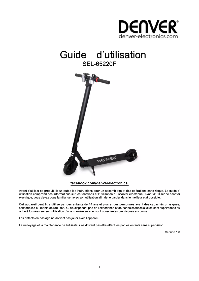 Page n°1 - Manuel utilisateur Denver SEL-65220F