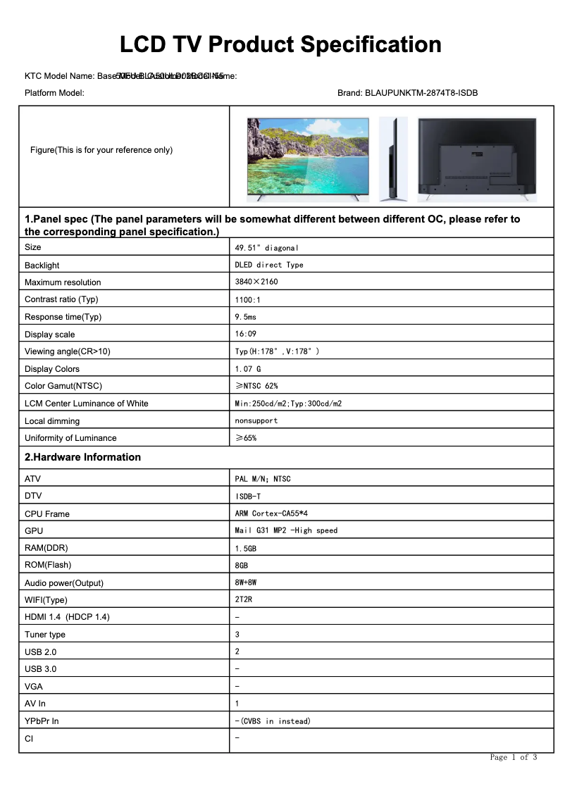 Image de la première page du manuel de l'appareil BLA50ULD02