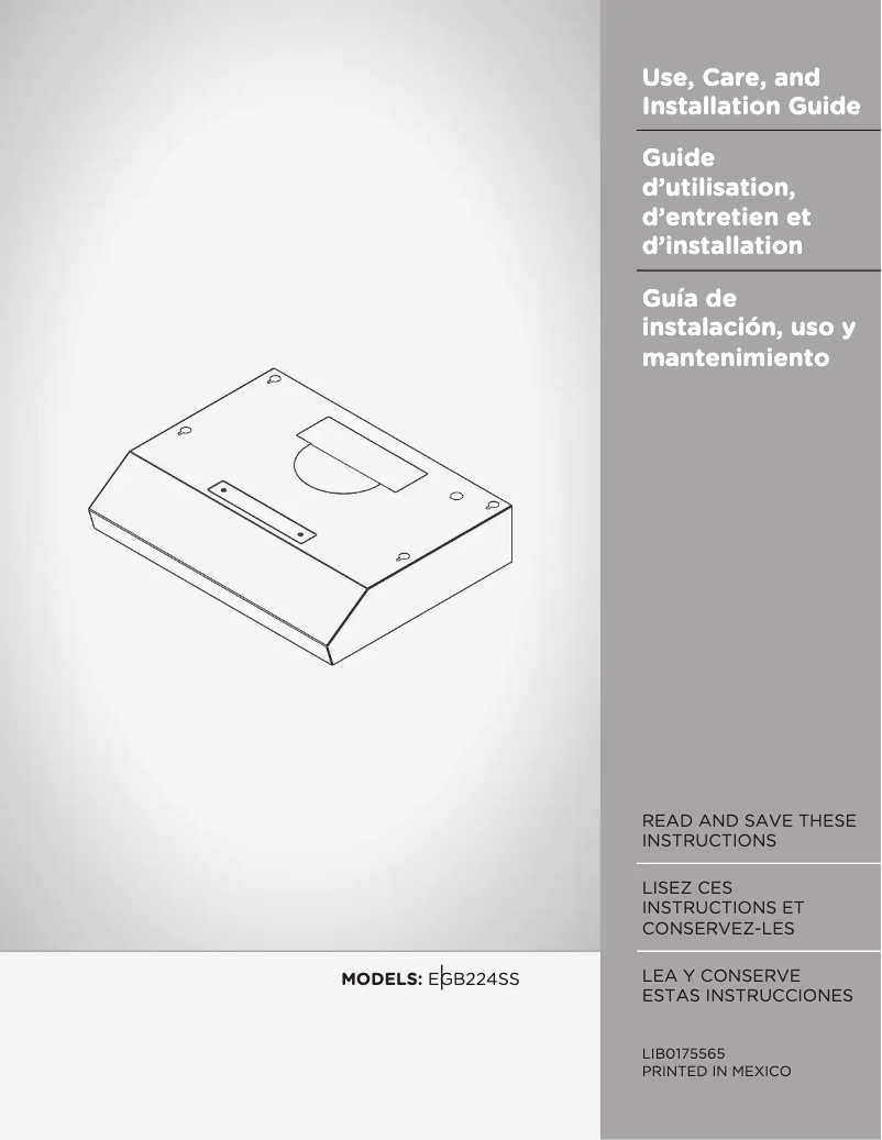 Page 1 de la notice Manuel utilisateur Elica Gubbio EGB224SS