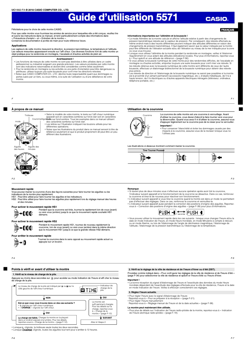 Page 1 de la notice Manuel utilisateur Casio PRW-6600YB-3ER